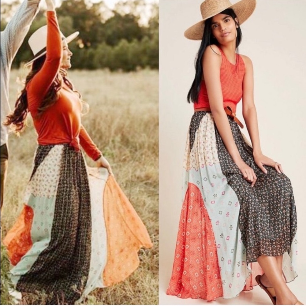 Anthropologie Margot Pleated Maxi Skirt